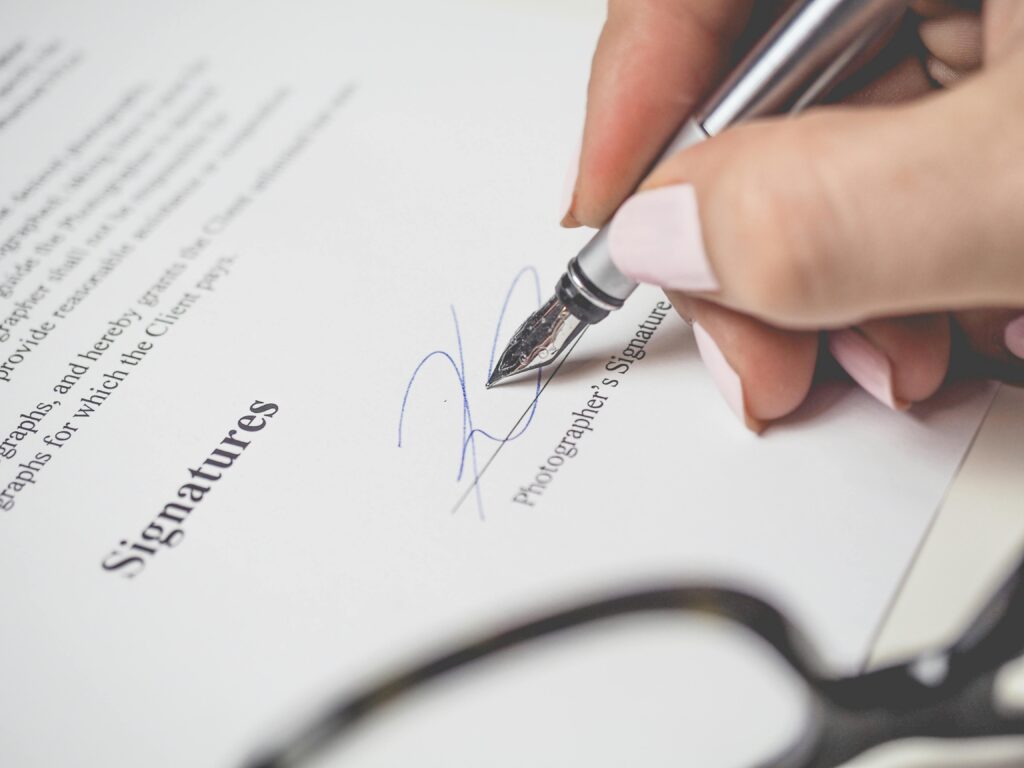signing a contract